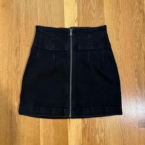 We The Free Black Denim Mini Skirt
